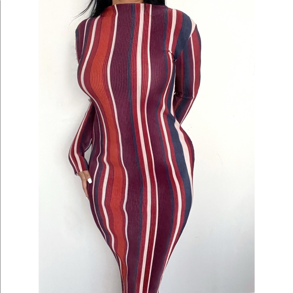 ZARA STRIPED PLISSE DRESS